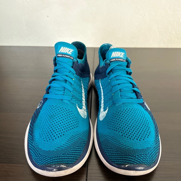 Size 11 - Nike Free 4.0 Flyknit Men's Running 631053-401 Turquoise Pre-Owned - Picture 2 of 8